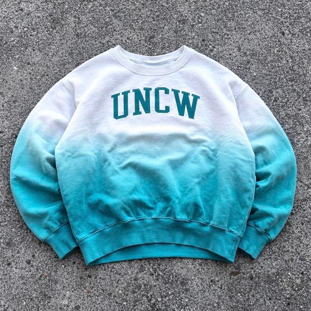 UNCW Seahawks Crewneck Sweatshirt Mens XL Blue Faded AOP White blue College